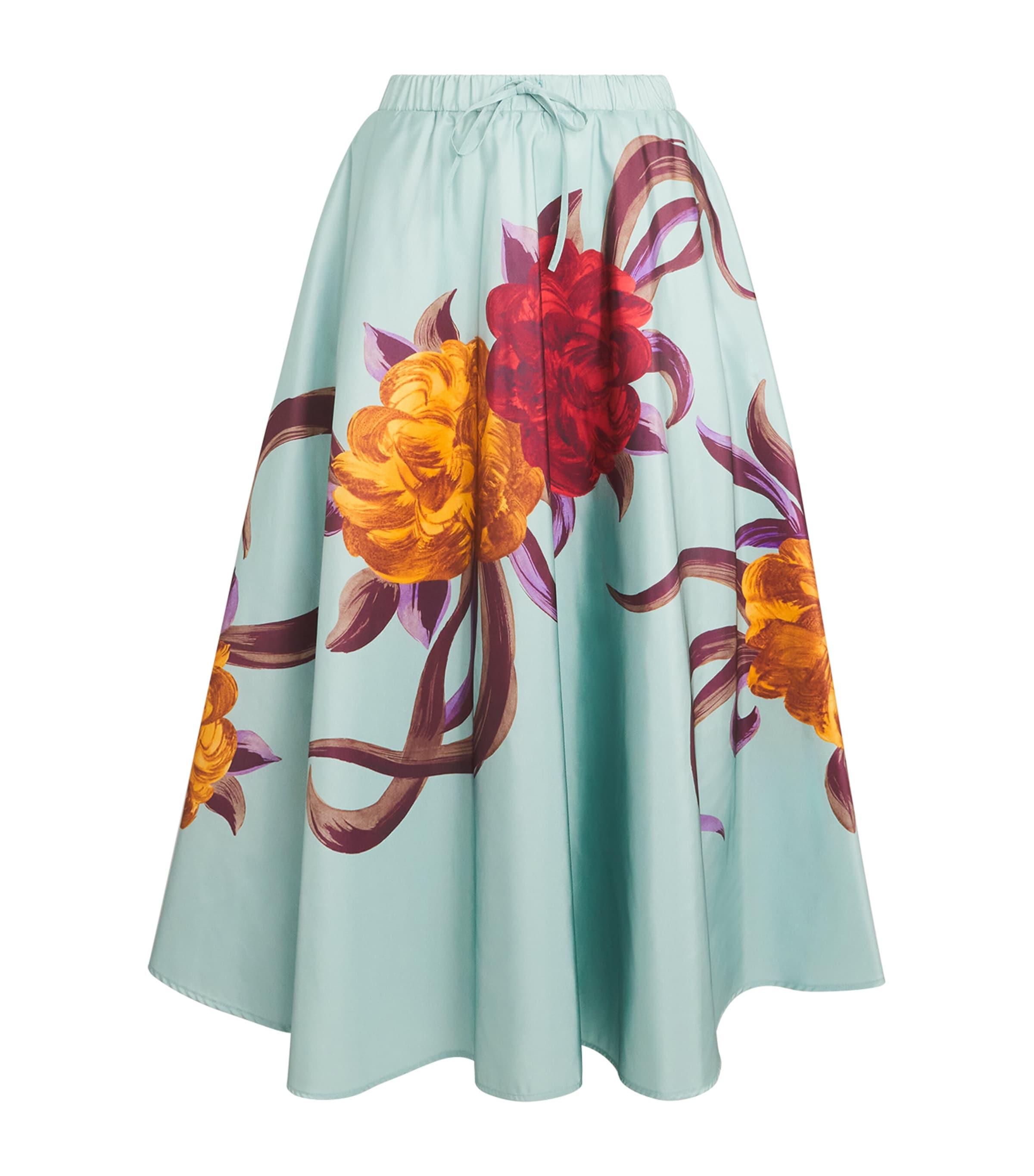 La Doublej Floral Drawstring Midi Skirt by LA DOUBLEJ
