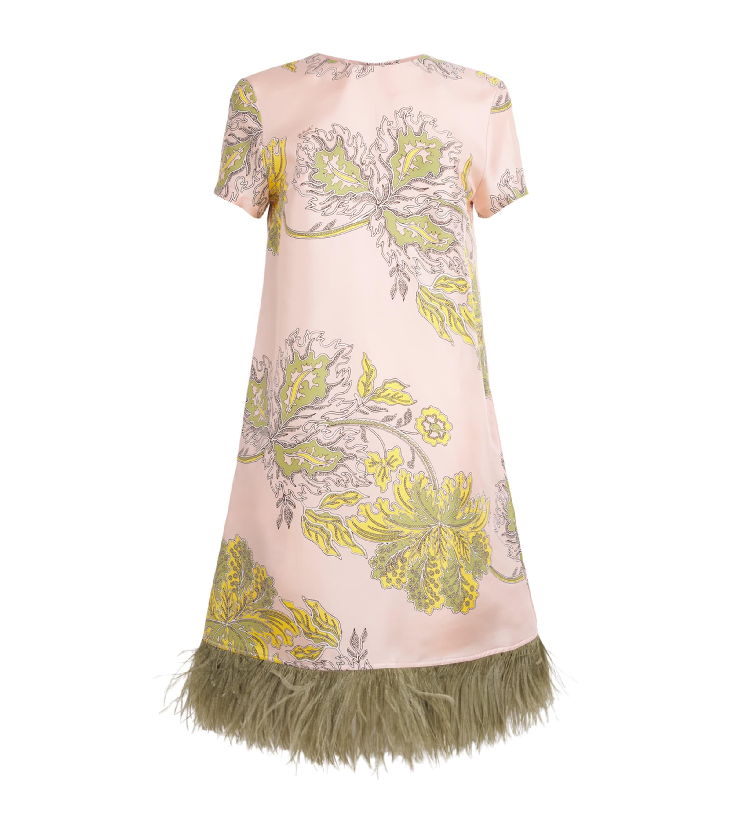 La Doublej Silk Ostrich Feather Mini Swing Dress by LA DOUBLEJ