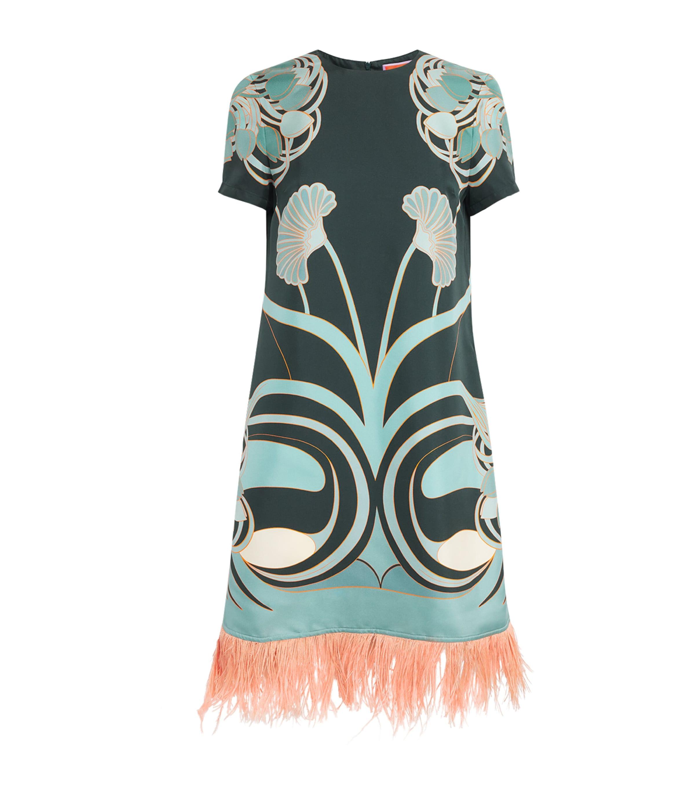 La Doublej Silk Ostrich-Feather Mini Swing Dress by LA DOUBLEJ
