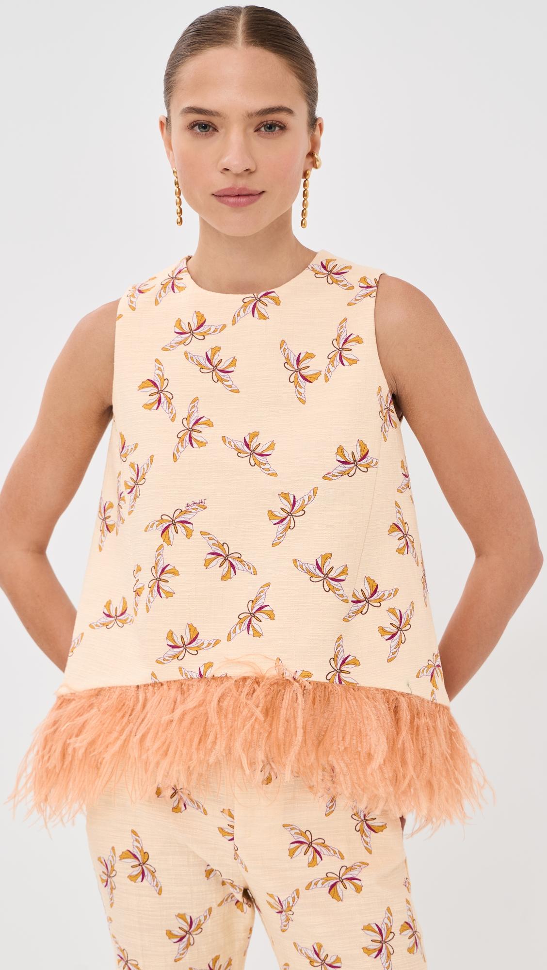 La Scala Top with Feathers by LA DOUBLEJ