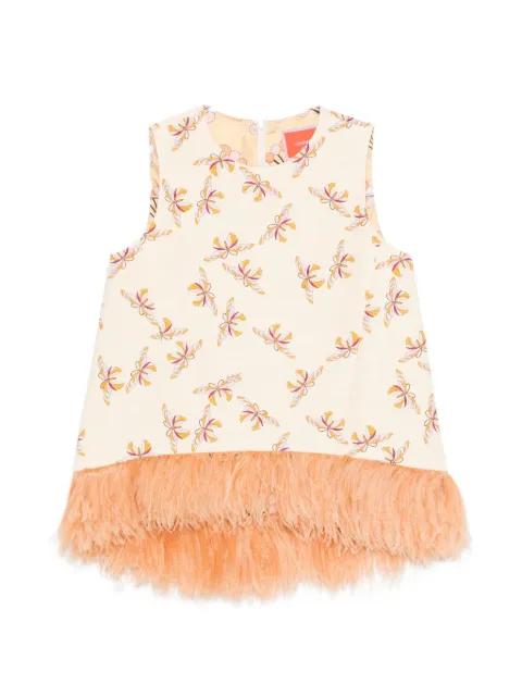 La Scala floral-print fringed top by LA DOUBLEJ