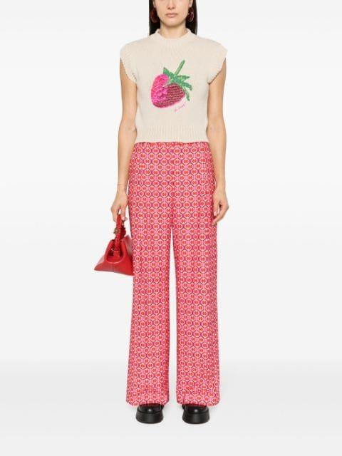 Lampone embroidered knitted vest by LA DOUBLEJ