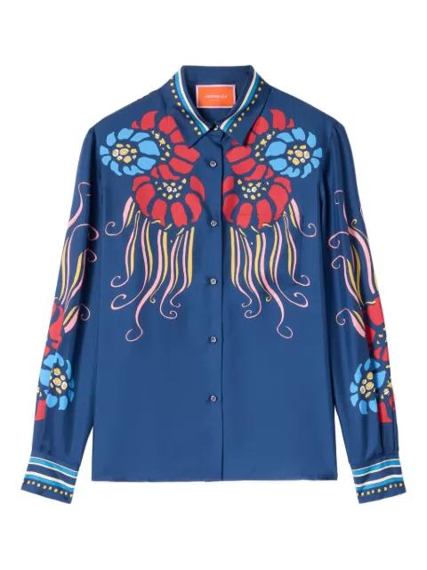 Lemuria Placée floral-print button-down silk shirt by LA DOUBLEJ