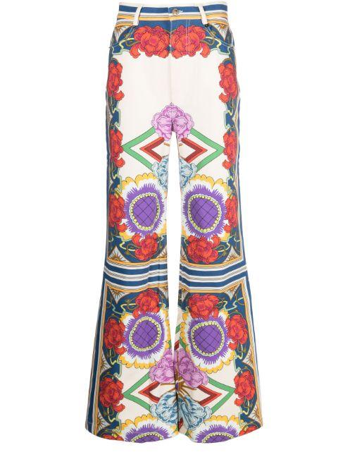 Liberty-print flared jeans by LA DOUBLEJ