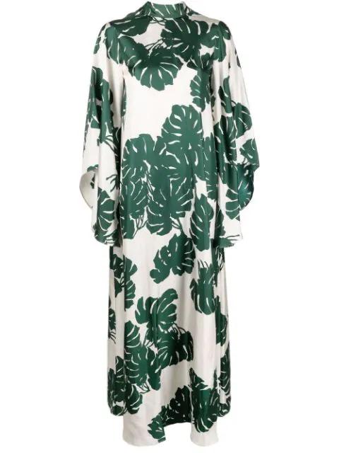 Magnifico foliage-print silk dress by LA DOUBLEJ