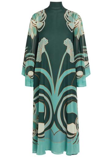 Magnifico printed silk midi dress by LA DOUBLEJ