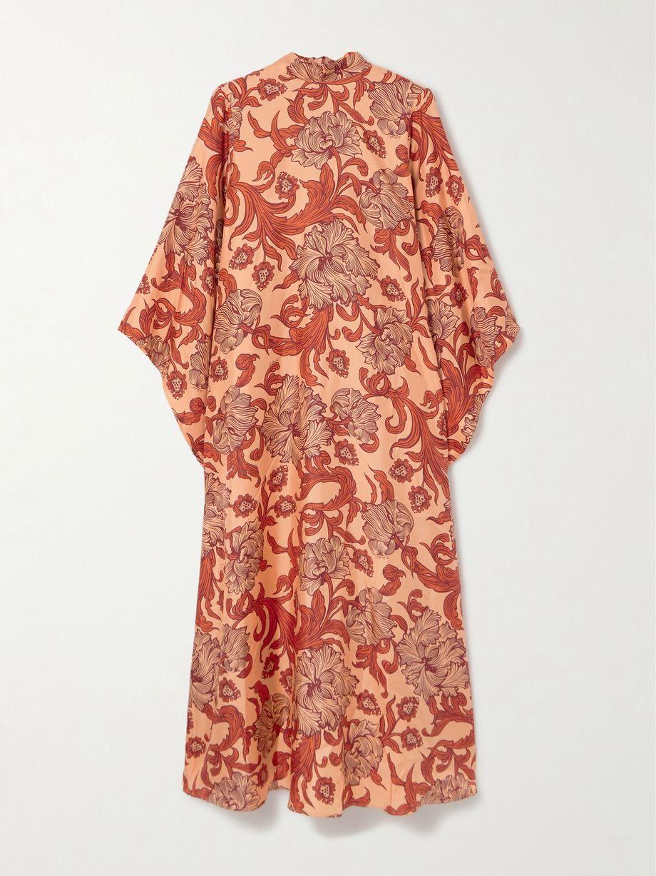 Magnifico printed silk-twill maxi dress by LA DOUBLEJ