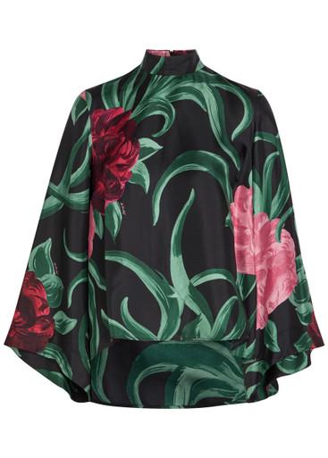Make An Exit floral-print silk-twill top by LA DOUBLEJ