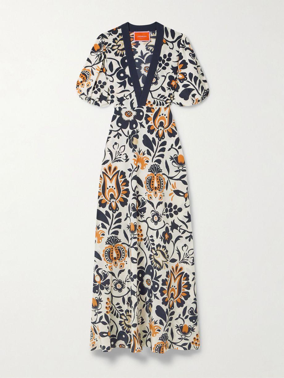 Marlene printed silk-crepe maxi dress by LA DOUBLEJ