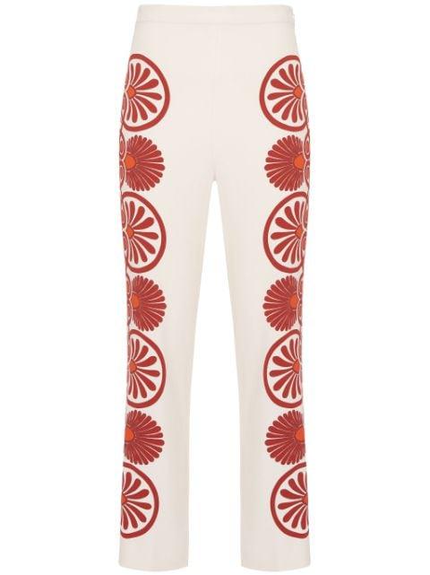 Medallion-print cropped trousers by LA DOUBLEJ