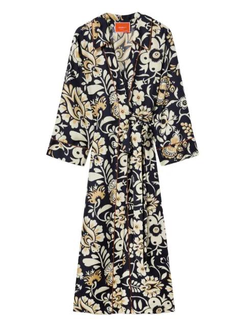 Midnight floral-print wrap dress by LA DOUBLEJ