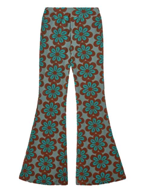 New Meditation flower-print flared trousers by LA DOUBLEJ