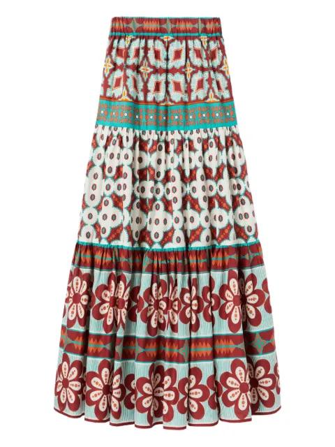Pagoda-print maxi skirt by LA DOUBLEJ