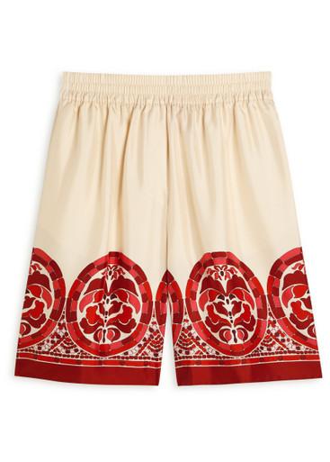 Palazzo printed silk-twill shorts by LA DOUBLEJ
