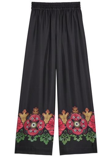 Printed silk palazzo wide-leg trousers by LA DOUBLEJ