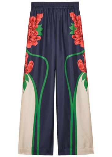 Printed wide-leg silk trousers by LA DOUBLEJ