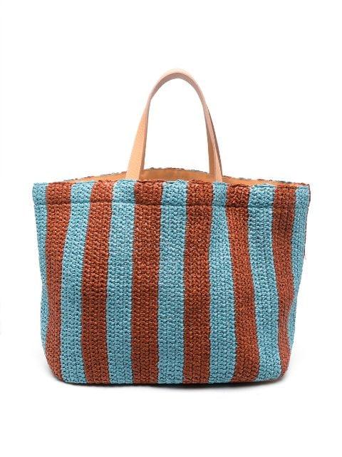 Riviera striped raffia tote bag by LA DOUBLEJ
