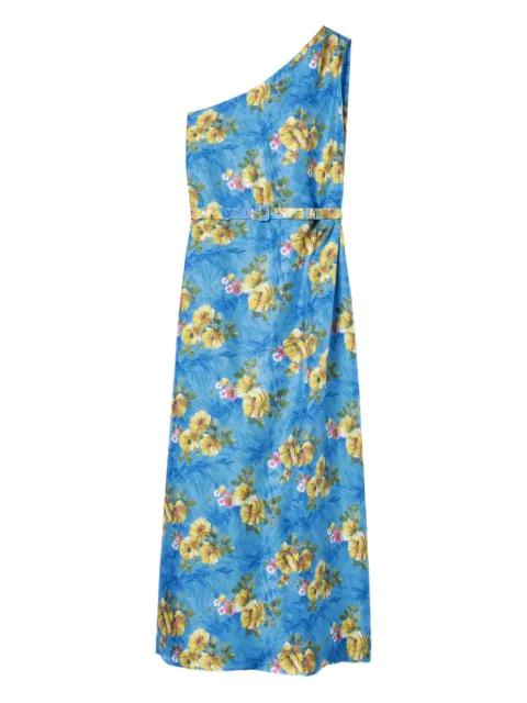 Roy one-shoulder floral-print midi dress by LA DOUBLEJ