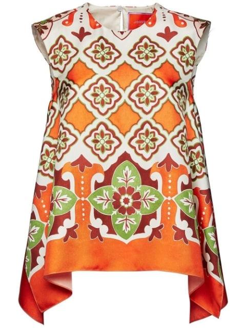 San Carlo asymmetric printed silk blouse by LA DOUBLEJ