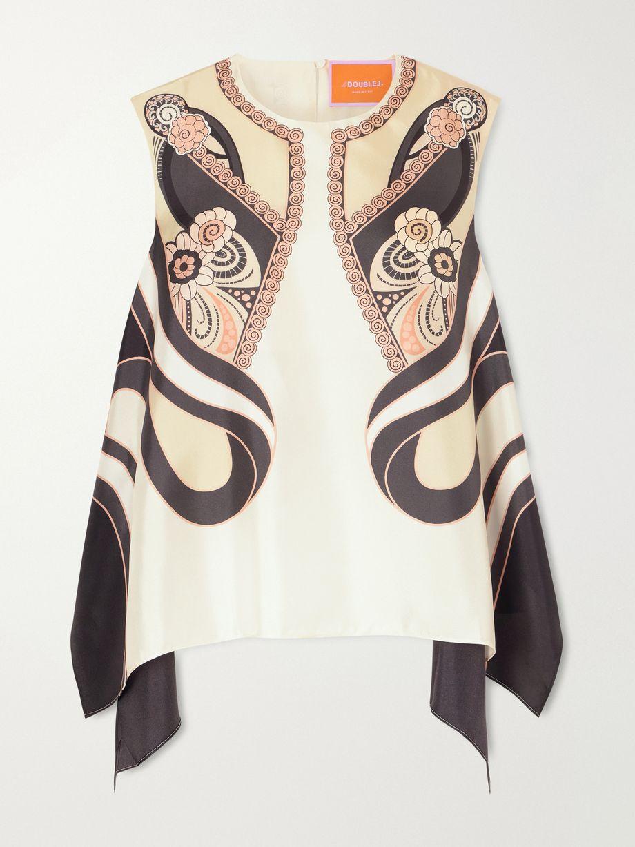 San Carlo asymmetric printed silk-twill blouse by LA DOUBLEJ