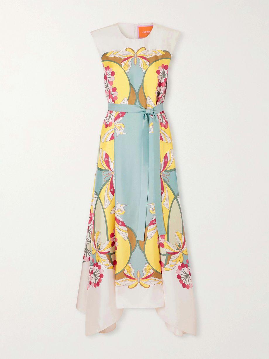 San Carlo belted printed silk maxi dress by LA DOUBLEJ