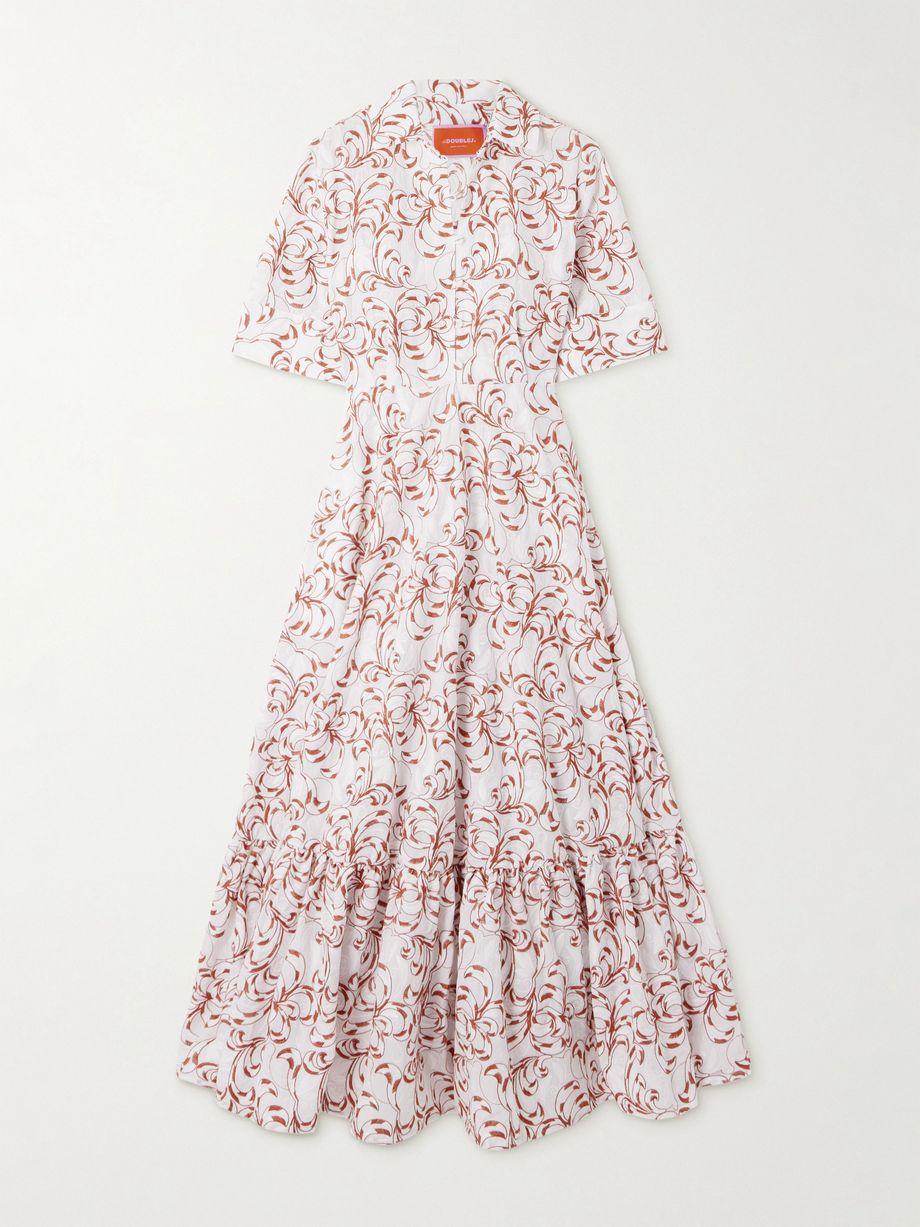 San Pietro tiered embroidered voile maxi shirt dress by LA DOUBLEJ