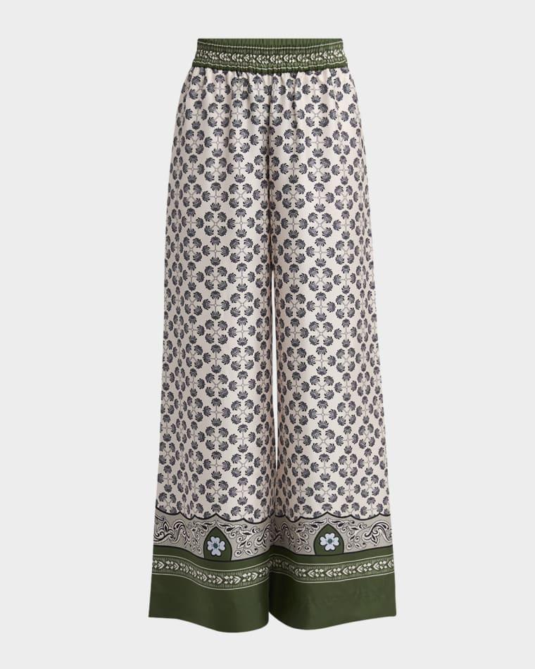 Silk-Twill Wide-Leg Palazzo Pants by LA DOUBLEJ