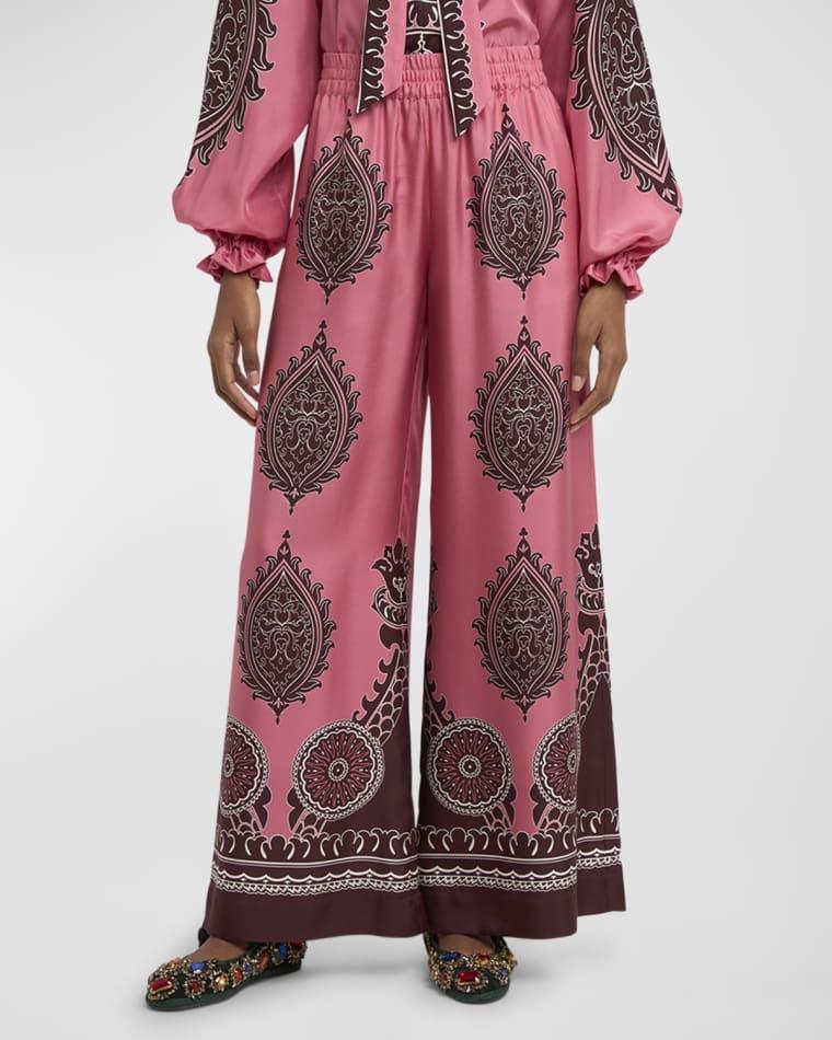 Silk Wide-Leg Pull-On Palazzo Pants by LA DOUBLEJ