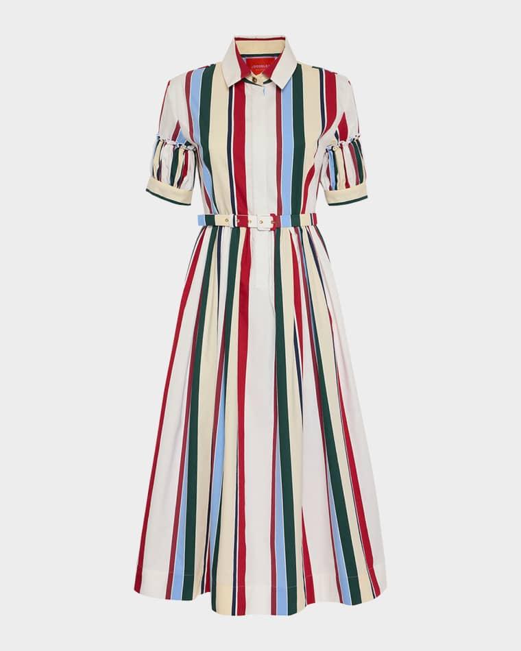 Striped Belted Midi Dress by LA DOUBLEJ