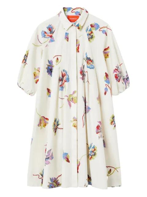 Sunburst floral-print puff-sleeve mini dress by LA DOUBLEJ
