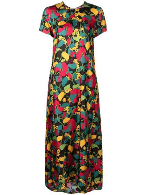 Swing floral-print silk midi dress by LA DOUBLEJ