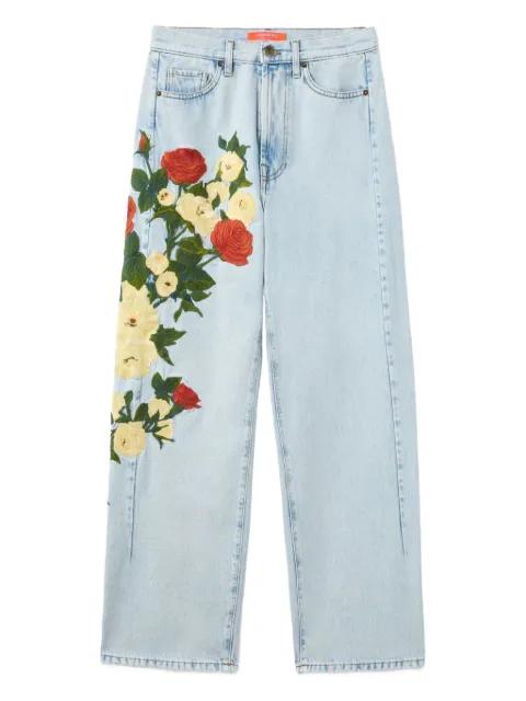 The Barrel embroidered-floral jeans by LA DOUBLEJ