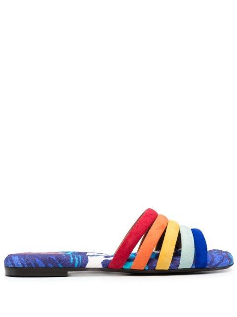 Tones cotton-chevron slides by LA DOUBLEJ