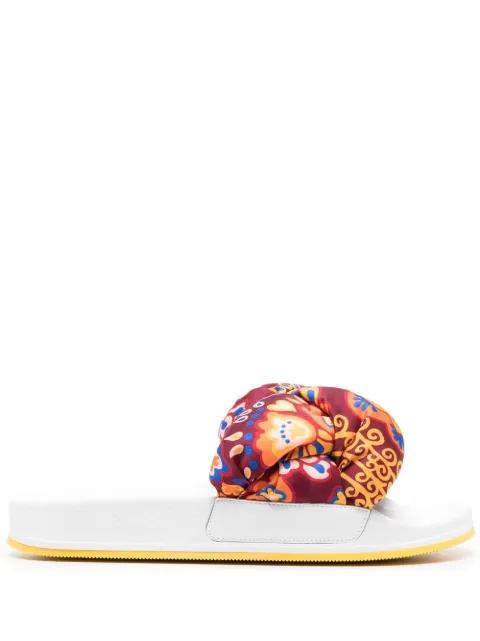 Treccia embroidered slides by LA DOUBLEJ