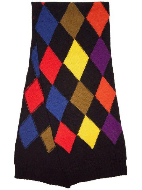 argyle-check knitted scarf by LA DOUBLEJ