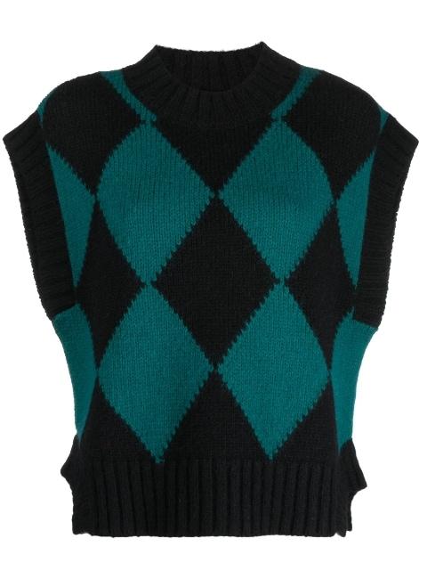 argyle knitted vest by LA DOUBLEJ