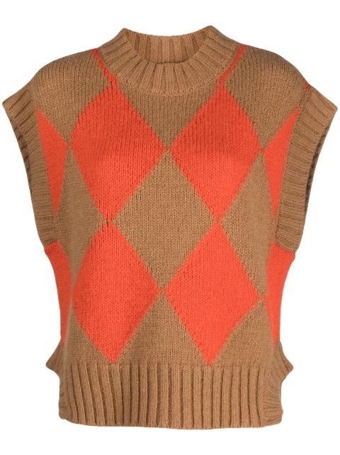 argyle-print knitted vest by LA DOUBLEJ