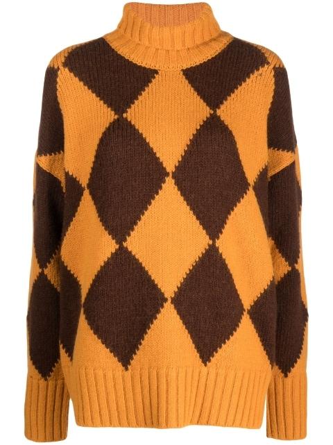 argyle roll neck jumper by LA DOUBLEJ
