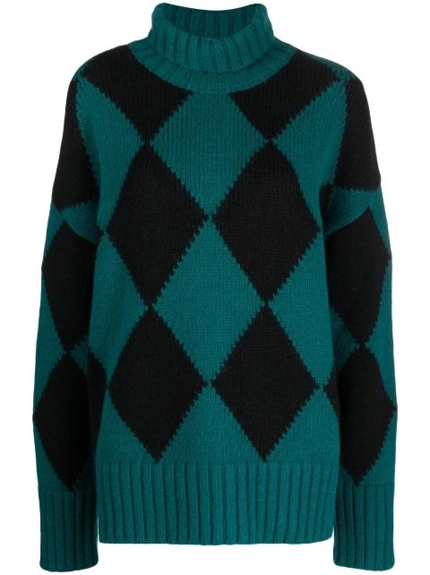 argyle roll neck jumper by LA DOUBLEJ