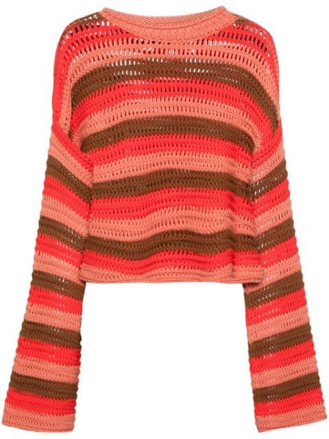 bell-sleeve striped jumper by LA DOUBLEJ