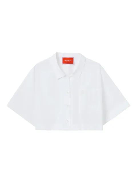 embroidered-pocket cropped shirt by LA DOUBLEJ