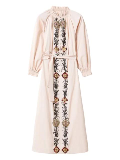embroidered ruffle-trimmed dress by LA DOUBLEJ