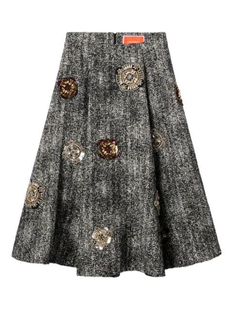 embroidery-details midi skirt by LA DOUBLEJ