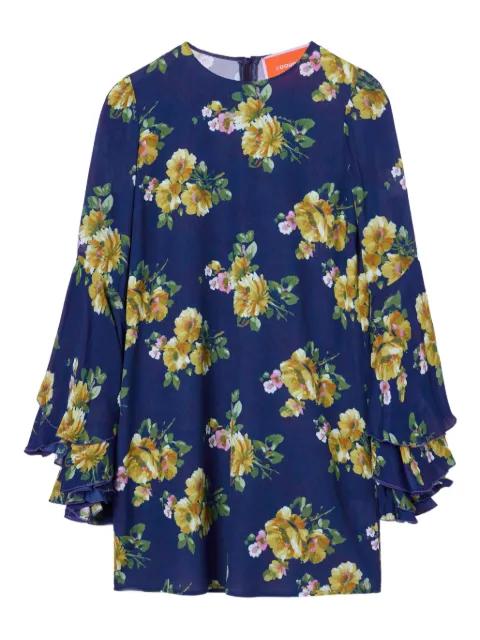 floral bell-sleeve mini dress by LA DOUBLEJ