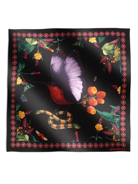 floral border bird scarf by LA DOUBLEJ