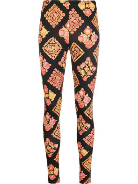 floral check leggings by LA DOUBLEJ