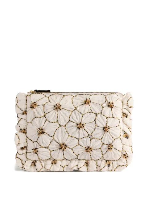 floral-embroidery clutch bag by LA DOUBLEJ