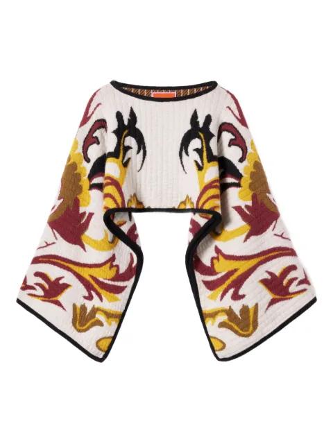 floral-patterned wide-sleeve stole by LA DOUBLEJ