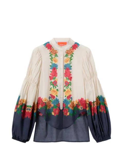 floral placée blouse by LA DOUBLEJ