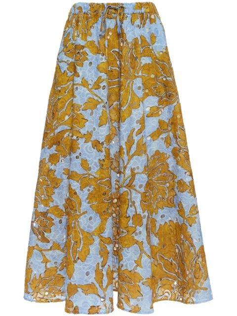floral-print cotton midi skirt by LA DOUBLEJ